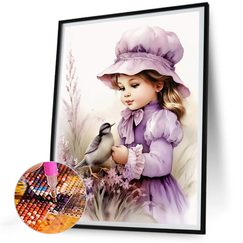 Lavender Girl - Full Round Drill Diamond Painting 30*40CM