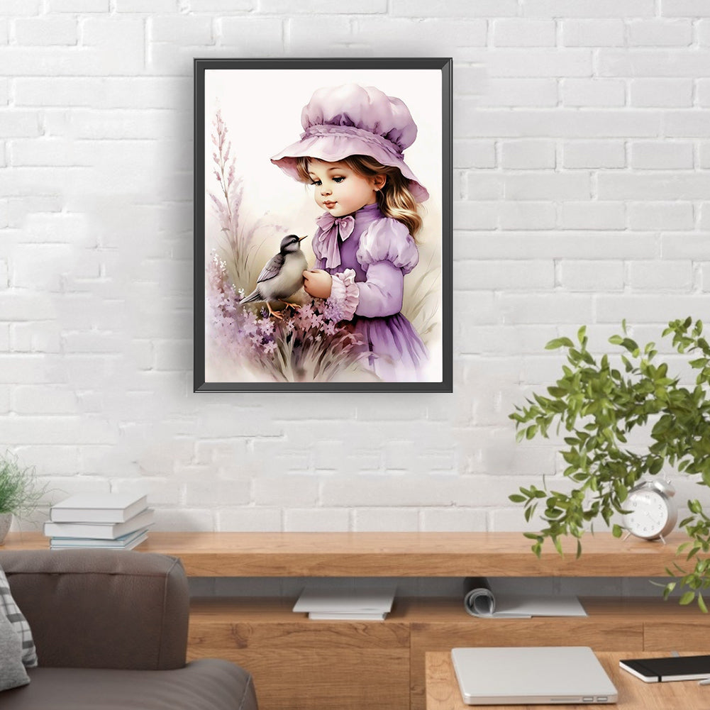 Lavender Girl - Full Round Drill Diamond Painting 30*40CM