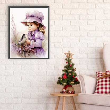 Lavender Girl - Full Round Drill Diamond Painting 30*40CM