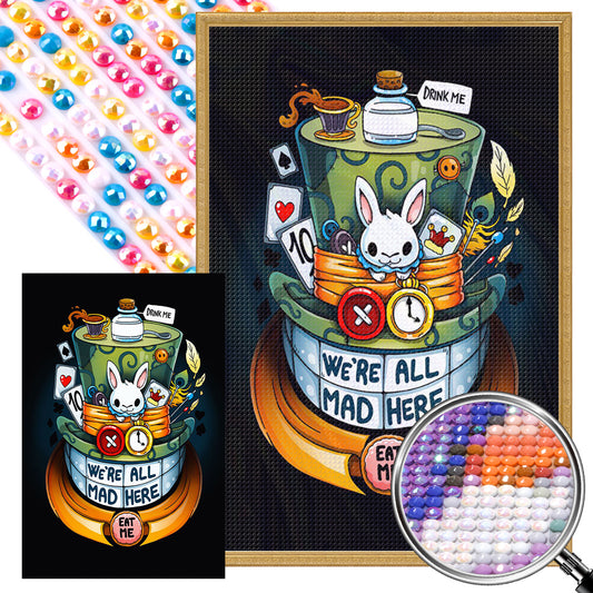 White Rabbit And Mad Hatter - Full AB Round Drill Diamond Painting 40*60CM