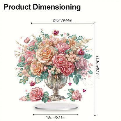 Rose Vase Table Top Diamond Painting Ornament Kits for Office Desktop Decor