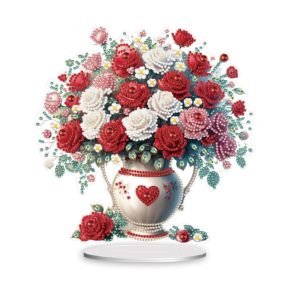 Rose Vase Table Top Diamond Painting Ornament Kits for Office Desktop Decor