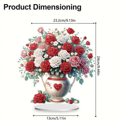 Rose Vase Table Top Diamond Painting Ornament Kits for Office Desktop Decor