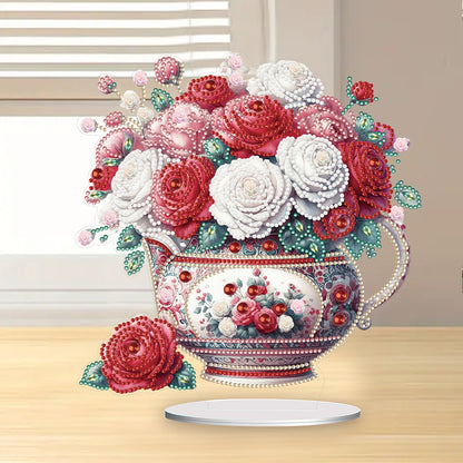 Rose Vase Table Top Diamond Painting Ornament Kits for Office Desktop Decor