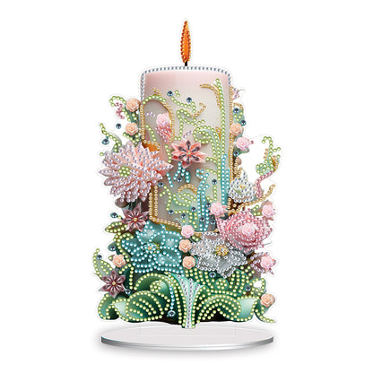 Flowers Candle Diamond Painting Tabletop Ornaments Kit for Office Desktop Decor