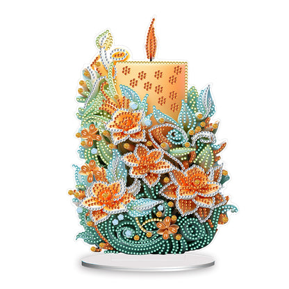 Flowers Candle Diamond Painting Tabletop Ornaments Kit for Office Desktop Decor