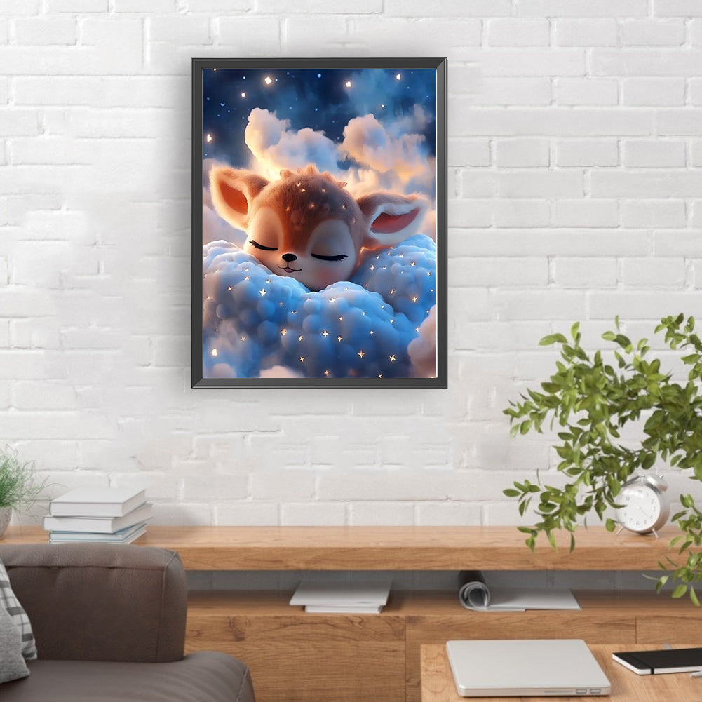 Deer Sleeping On The Clouds - Full Round Drill Diamond Painting 30*40CM