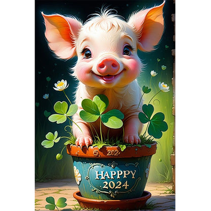 Happy Piggy - Full Round Drill Diamond Painting 40*60CM