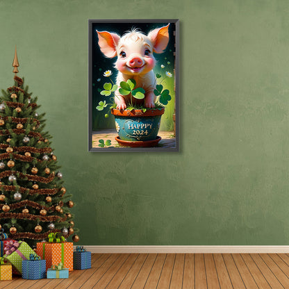 Happy Piggy - Full Round Drill Diamond Painting 40*60CM