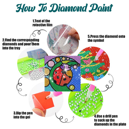 8 Pcs Acrylic Diamond Painting Coasters with Holder Cork Pads (Rainbow Elements)