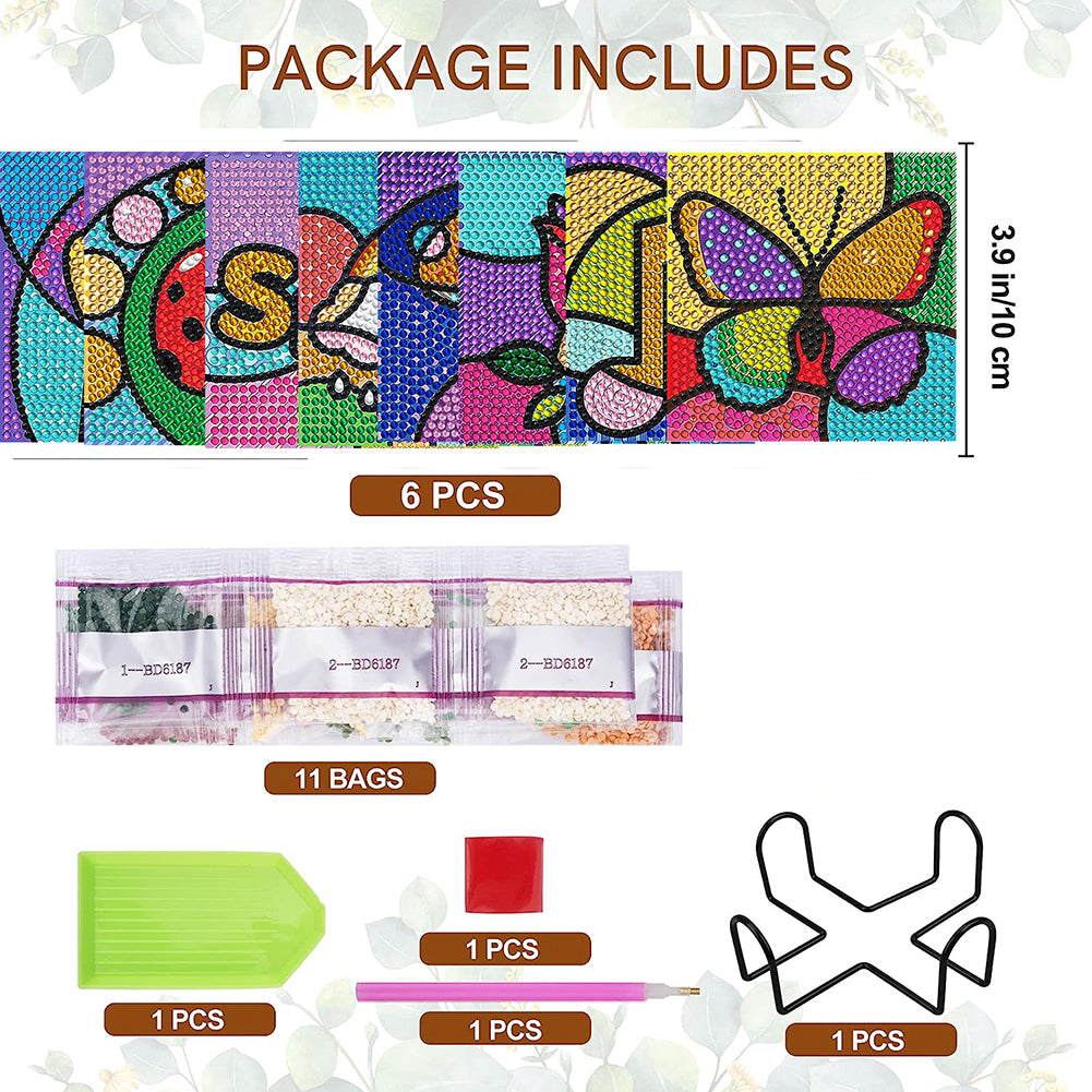 8 Pcs Acrylic Diamond Painting Coasters with Holder Cork Pads (Rainbow Elements)