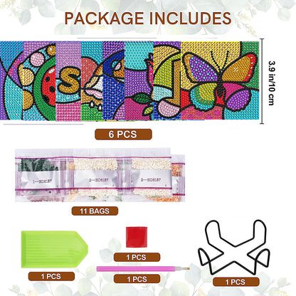 8 Pcs Acrylic Diamond Painting Coasters with Holder Cork Pads (Rainbow Elements)