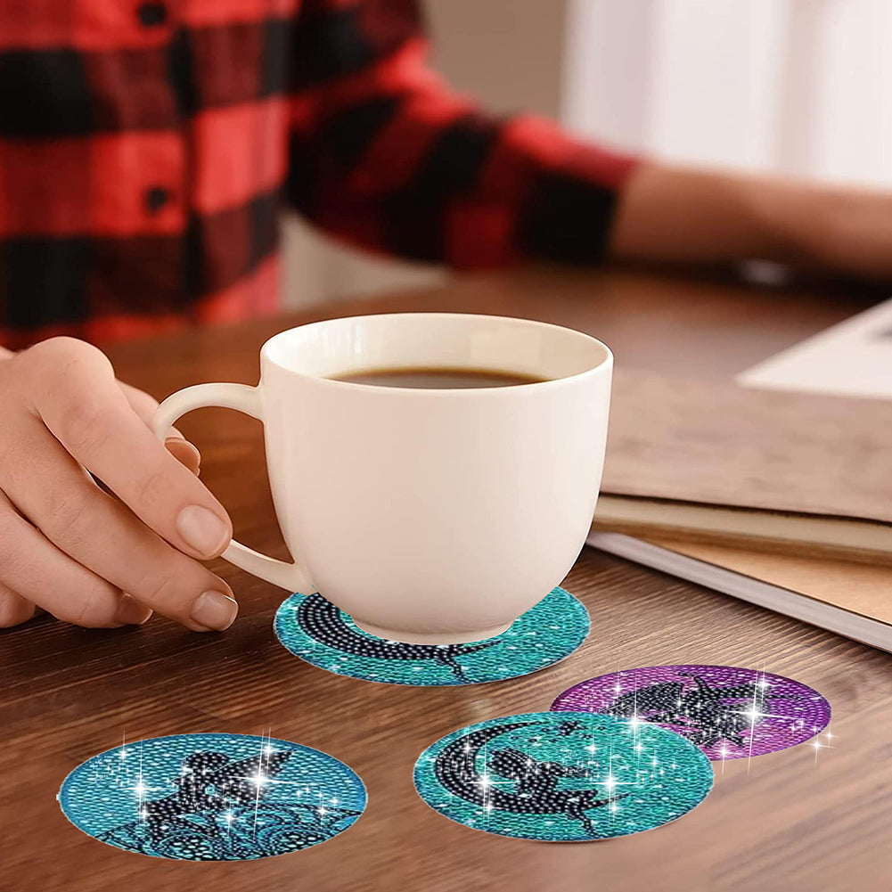 8 Pcs Acrylic Diamond Painting Coasters with Holder Cork Pads (Beautiful Girl)