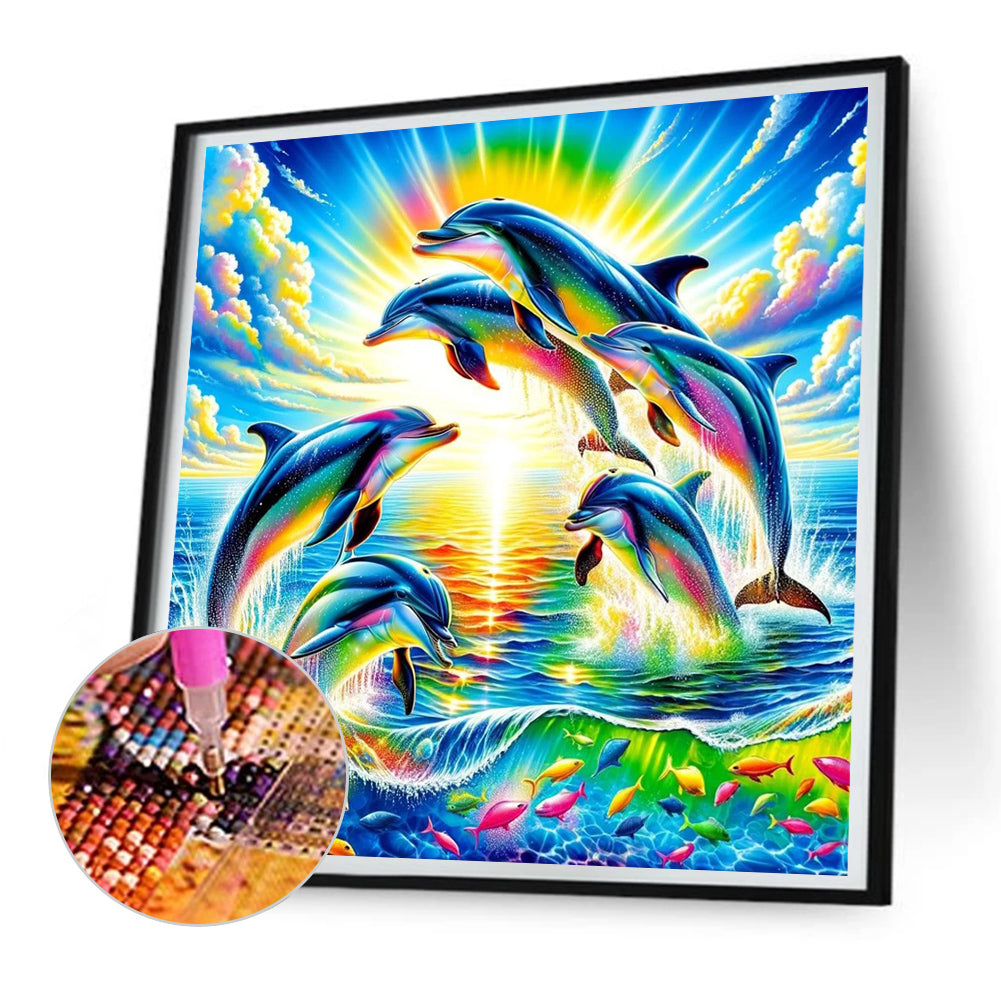 Jumping Dolphin - Full Round Drill Diamond Painting 30*30CM