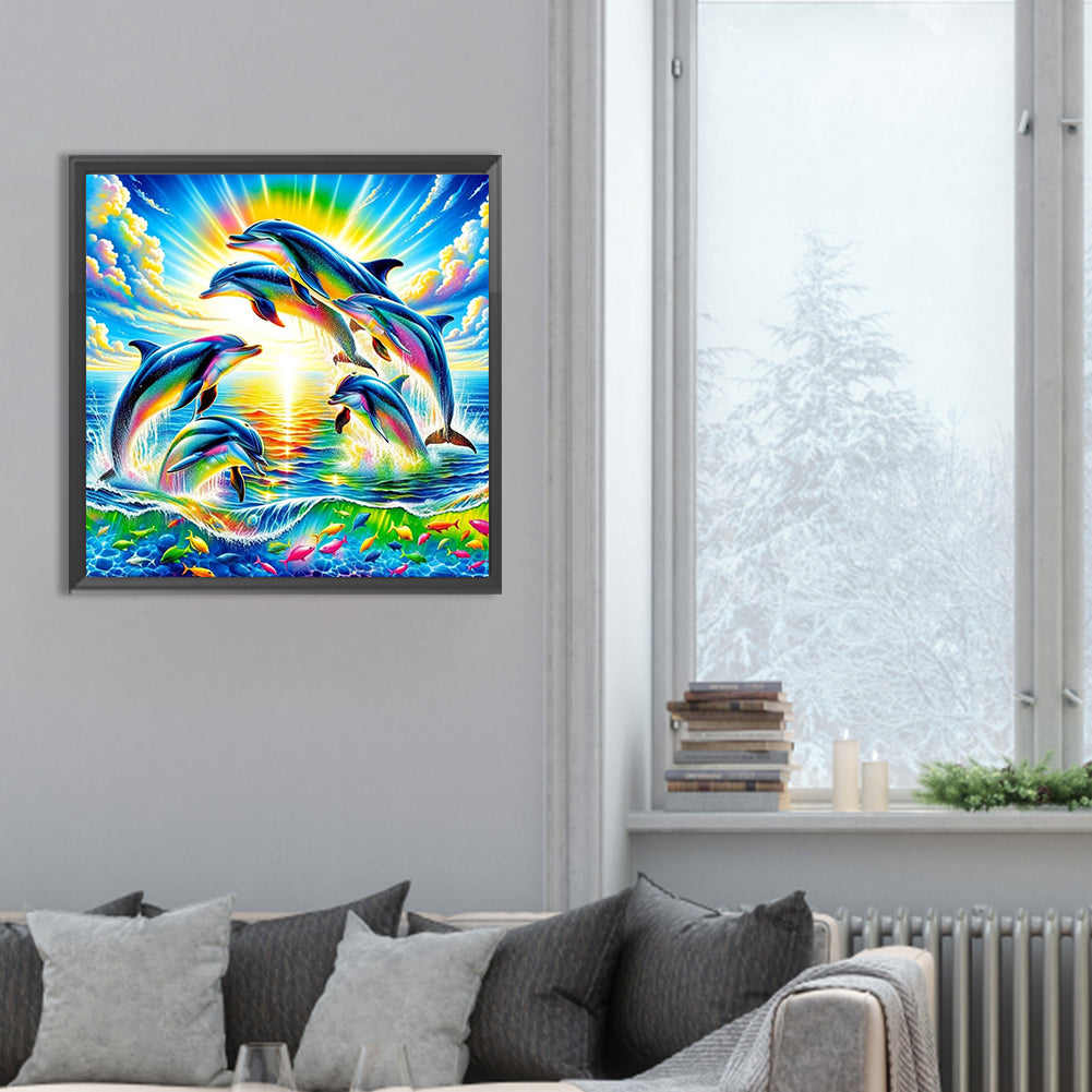 Jumping Dolphin - Full Round Drill Diamond Painting 30*30CM