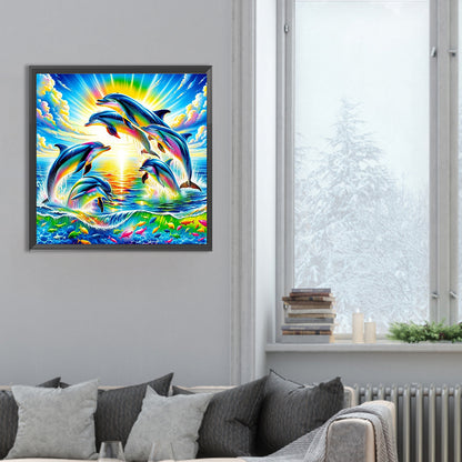 Jumping Dolphin - Full Round Drill Diamond Painting 30*30CM