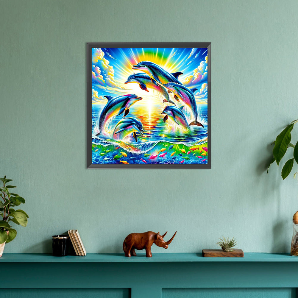 Jumping Dolphin - Full Round Drill Diamond Painting 30*30CM