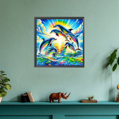 Jumping Dolphin - Full Round Drill Diamond Painting 30*30CM