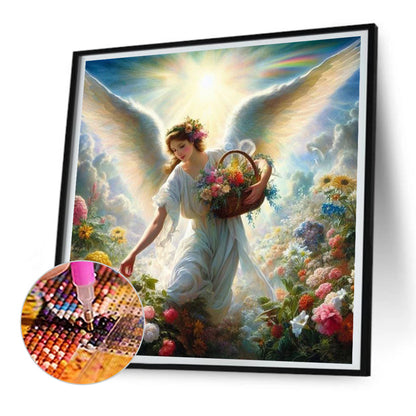 Flower Picking Angel - Full Round Drill Diamond Painting 30*30CM