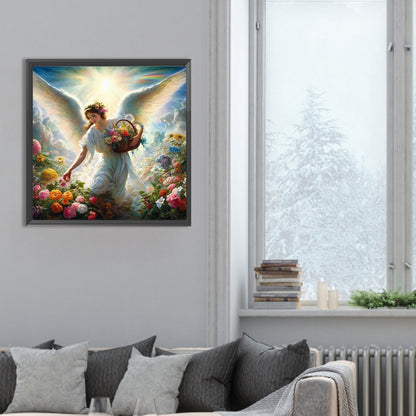 Flower Picking Angel - Full Round Drill Diamond Painting 30*30CM