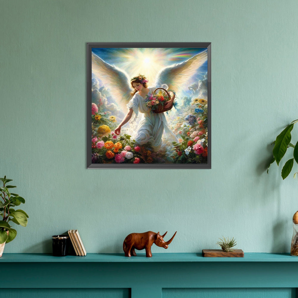 Flower Picking Angel - Full Round Drill Diamond Painting 30*30CM