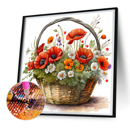 Poppy Flower - Full Round Drill Diamond Painting 30*30CM