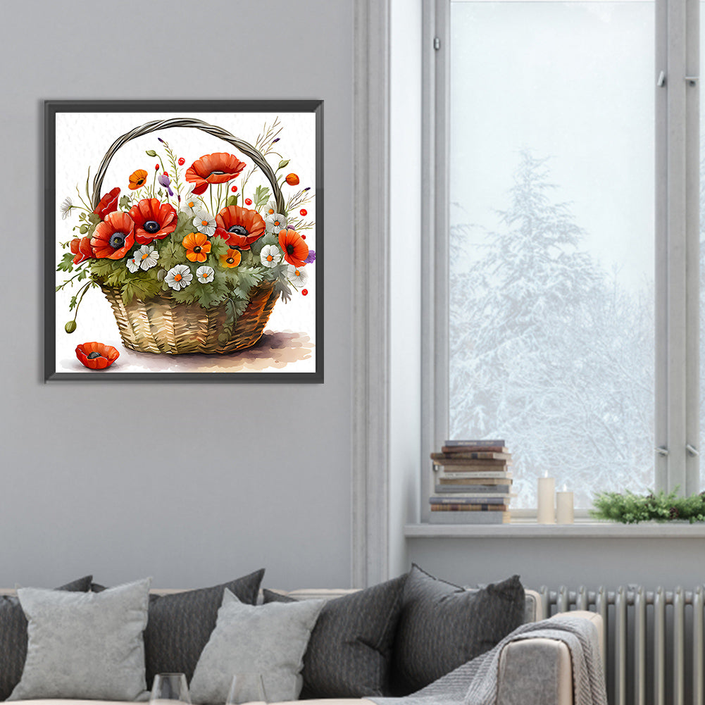 Poppy Flower - Full Round Drill Diamond Painting 30*30CM