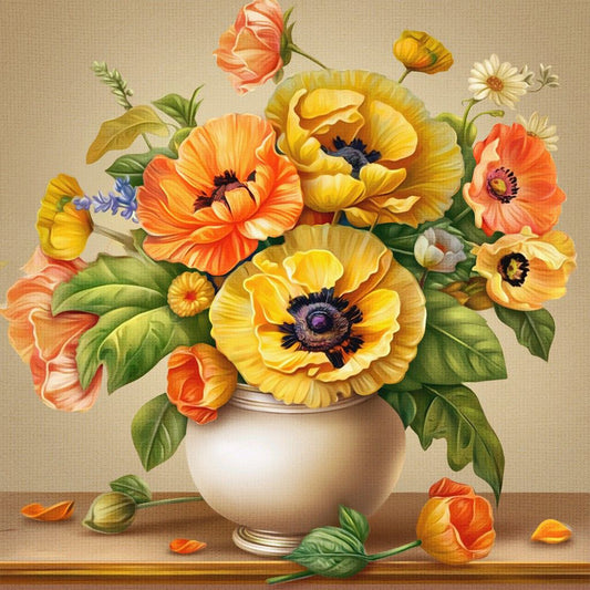 Poppy Flower - Full Round Drill Diamond Painting 30*30CM