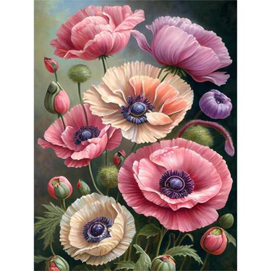 Poppy Flower - Full Round Drill Diamond Painting 30*40CM
