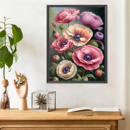 Poppy Flower - Full Round Drill Diamond Painting 30*40CM