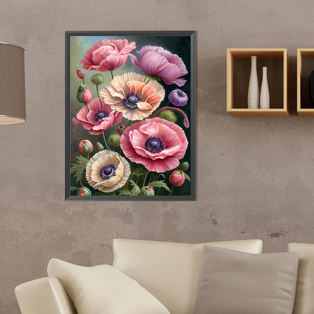 Poppy Flower - Full Round Drill Diamond Painting 30*40CM