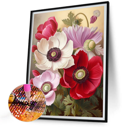 Poppy Flower - Full Round Drill Diamond Painting 30*40CM