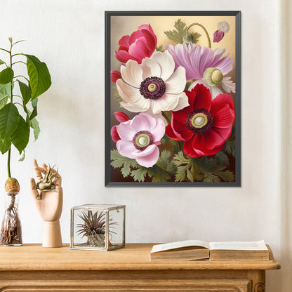 Poppy Flower - Full Round Drill Diamond Painting 30*40CM