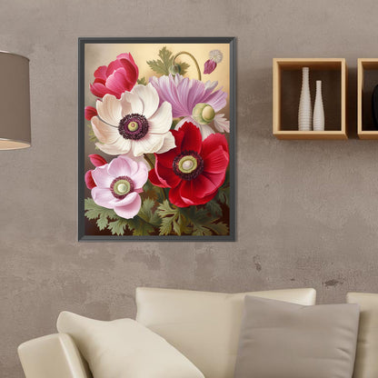 Poppy Flower - Full Round Drill Diamond Painting 30*40CM