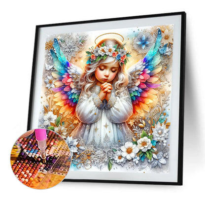 Girl With Colorful Wings - Full AB Round Drill Diamond Painting 30*30CM