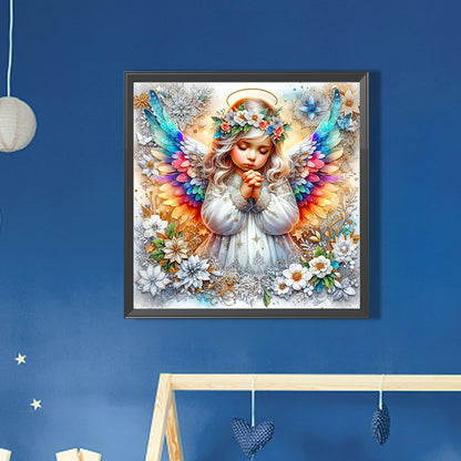 Girl With Colorful Wings - Full AB Round Drill Diamond Painting 30*30CM