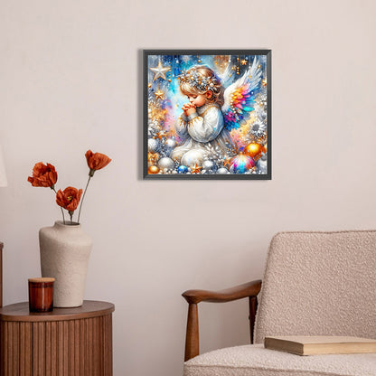 Colorful Feather Praying Girl - Full AB Round Drill Diamond Painting 30*30CM