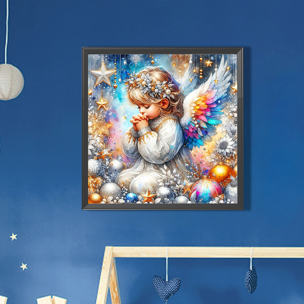 Colorful Feather Praying Girl - Full AB Round Drill Diamond Painting 30*30CM