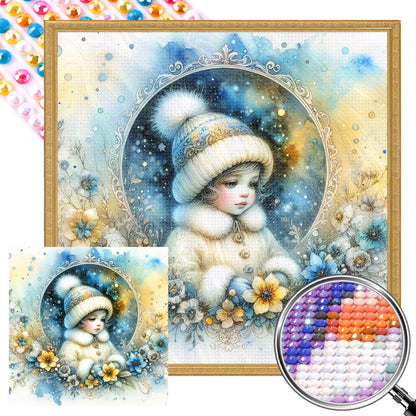 Winter Girl - Full AB Round Drill Diamond Painting 30*30CM