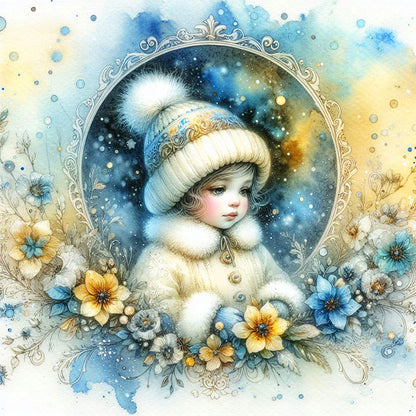 Winter Girl - Full AB Round Drill Diamond Painting 30*30CM