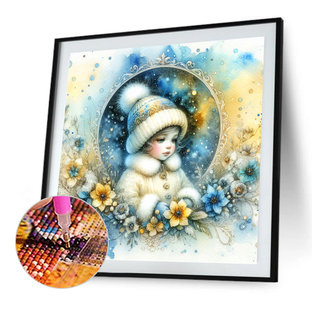 Winter Girl - Full AB Round Drill Diamond Painting 30*30CM