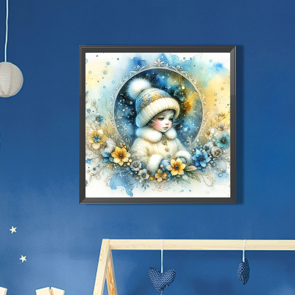 Winter Girl - Full AB Round Drill Diamond Painting 30*30CM