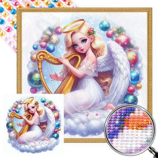 Harp Angel Girl - Full AB Round Drill Diamond Painting 30*30CM