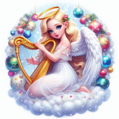 Harp Angel Girl - Full AB Round Drill Diamond Painting 30*30CM