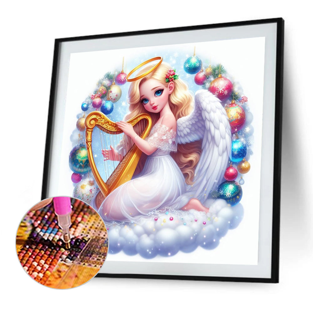 Harp Angel Girl - Full AB Round Drill Diamond Painting 30*30CM