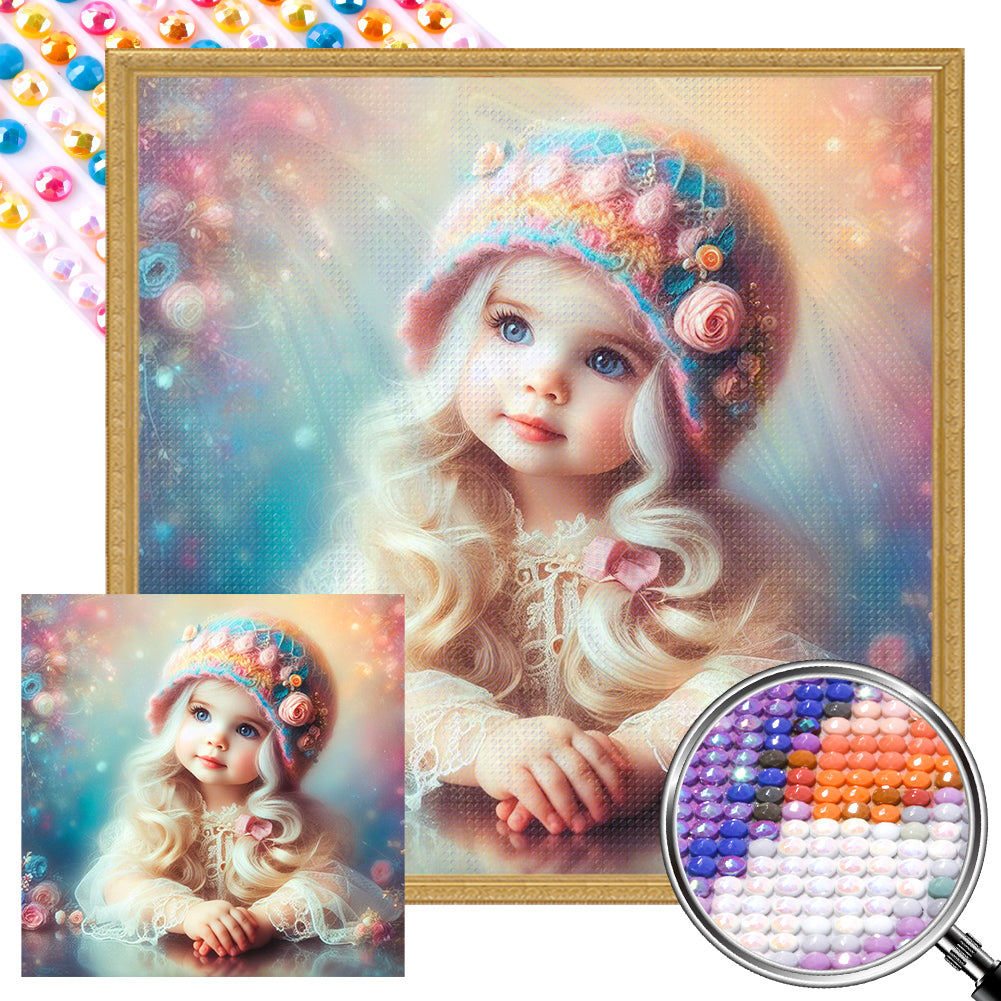 Thinking Girl - Full AB Round Drill Diamond Painting 30*30CM