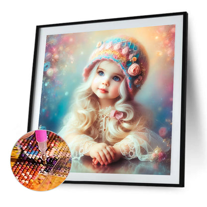 Thinking Girl - Full AB Round Drill Diamond Painting 30*30CM