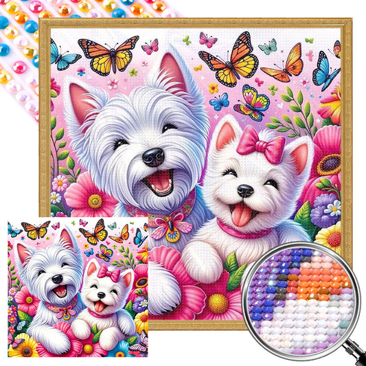 Two Dogs - Full AB Round Drill Diamond Painting 30*30CM