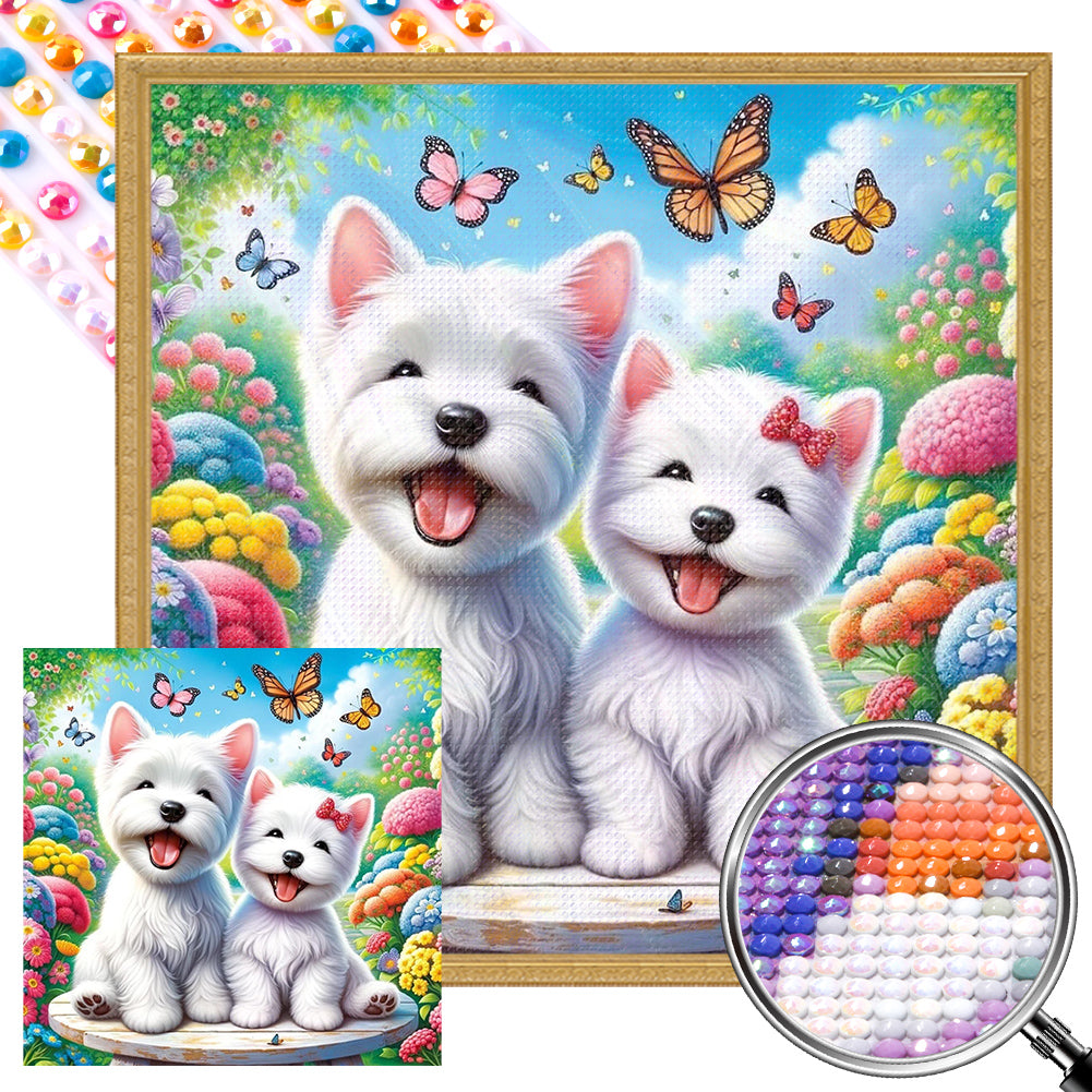 Happy Dogs - Full AB Round Drill Diamond Painting 30*30CM