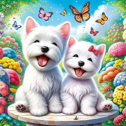 Happy Dogs - Full AB Round Drill Diamond Painting 30*30CM